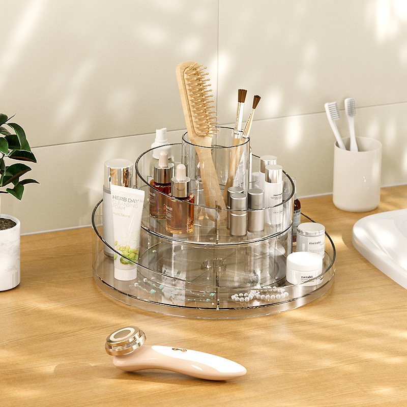 Rotating Makeup Organizer Box, Plastic Storage Rack for Lipsticks, Ideal for Desktop Vanity and Bathroom Use – Cosmetic Storage Box Manufacturer