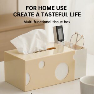 Creative Cheese Tissue Box, Cute Multifunctional Napkin Holder with Remote Control Storage for Living Room, Home & Dining Table