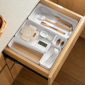 Kitchen Utensil Organizer, Stackable Storage Container for Drawer Organization and Categorization