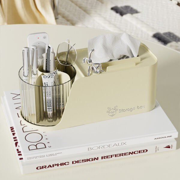 Desktop Tissue Box for Home, Living Room Napkin Holder, Dining Table Coffee Table Remote Control Storage, Simple Wall-mounted Design - Image 2
