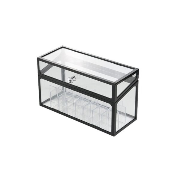 Glass Flip-Top Lipstick & Lip Gloss Organizer with Plastic Edge, Durable ABS and Glass Desktop Storage Rack for Cosmetics and Dorm Essentials - Image 5