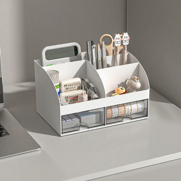 Double Drawer Organizer, PS+HIPS Office Desktop Storage Box, Transparent Drawer Cabinet for Miscellaneous Items and Student Desk Stationery