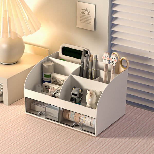 Double Drawer Organizer, PS+HIPS Office Desktop Storage Box, Transparent Drawer Cabinet for Miscellaneous Items and Student Desk Stationery - Image 3