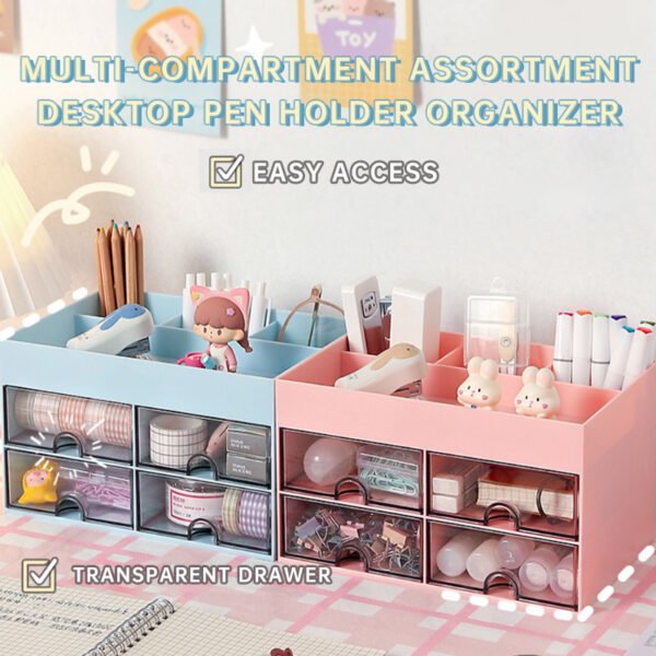 Stationery and Journal Organizer for Students, Desktop Storage Box with Drawers, Pen Holder and Shelf for Kids' Study Desk - Image 3