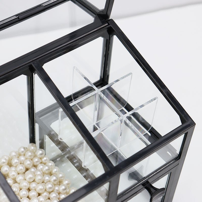 Glass Skincare & Cosmetics Organizer Box, Large-Capacity Dustproof Storage Rack for Lipsticks, Jewelry, and Face Masks, Ideal for Desktop Use - Image 3