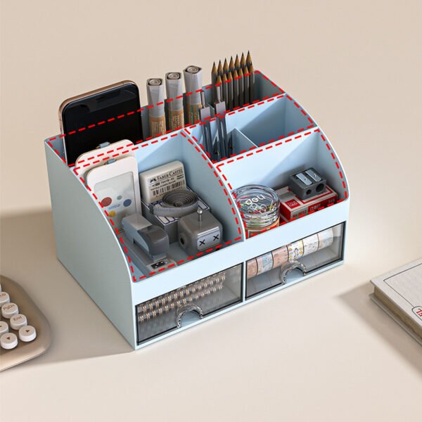 Double Drawer Organizer, PS+HIPS Office Desktop Storage Box, Transparent Drawer Cabinet for Miscellaneous Items and Student Desk Stationery - Image 2