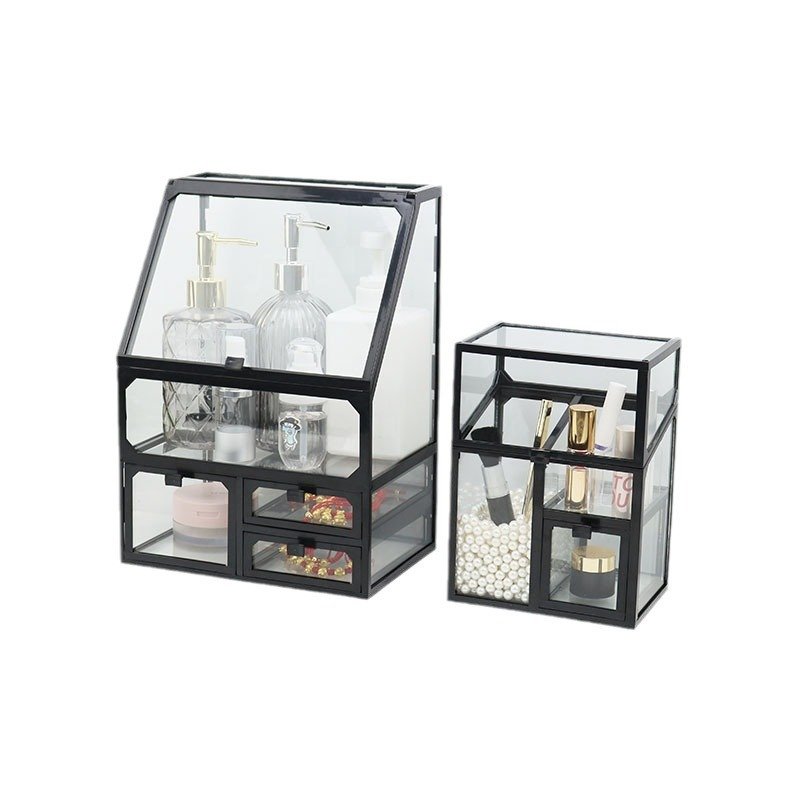 Glass Skincare & Cosmetics Organizer Box, Large-Capacity Dustproof Storage Rack for Lipsticks, Jewelry, and Face Masks, Ideal for Desktop Use - Image 5